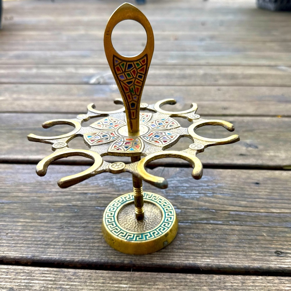 Brass Kiddush Cup holder. Made in Israel
